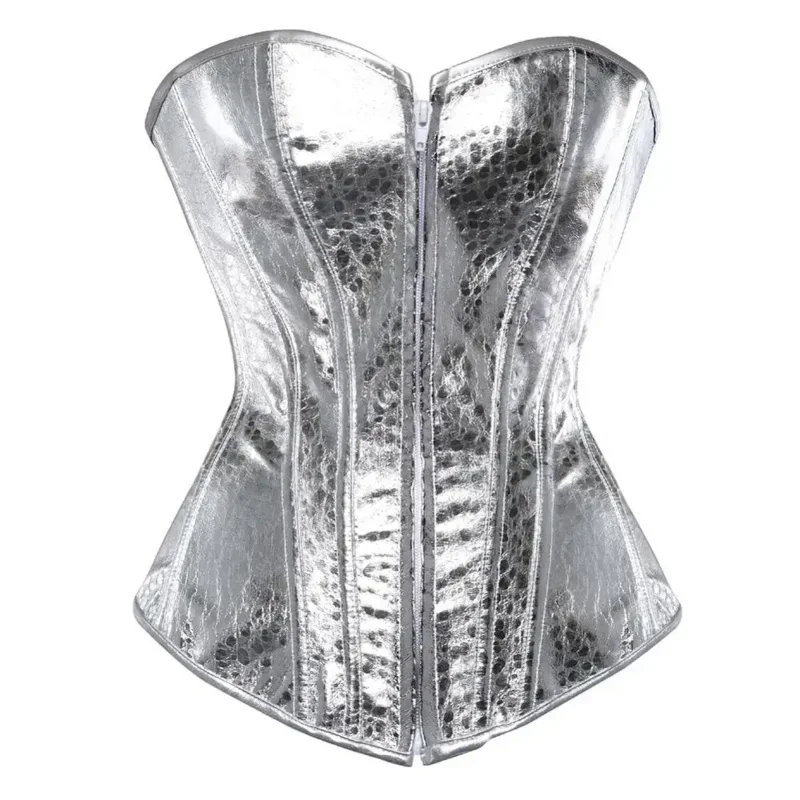 Steampunk korzet flitry trblietky Lace Up Boned Leather Busier Zip PVC Corslet Sexy Sparkle Party Showgirl Clubwear Overbust