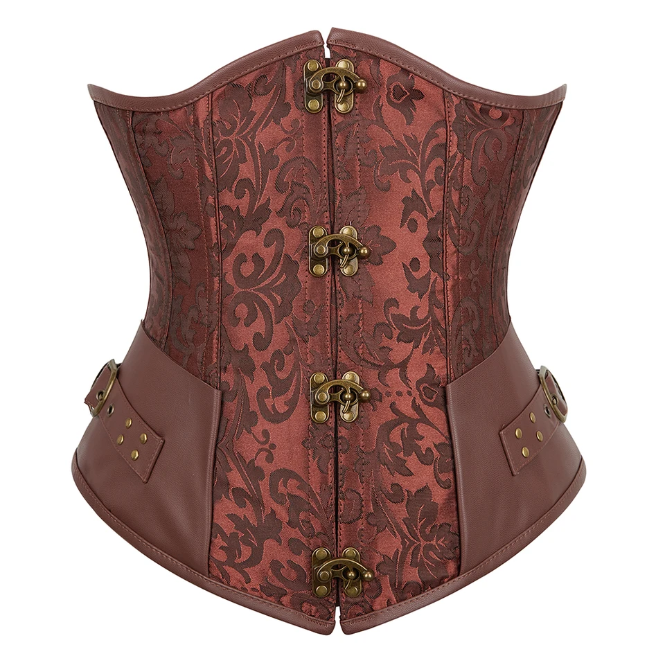Steampunk korzet podskupiny vintage korzety Ženy sexy Korse hnedý pás Znižujúci sa bustíri retro korzet brušný opasok