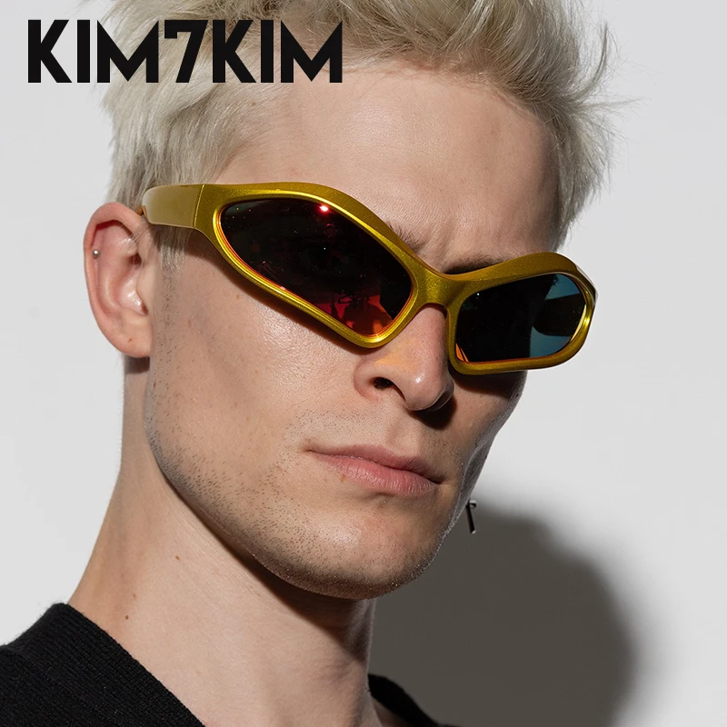 Steampunk y2k športové slnečné okuliare Ženy Retro 2000 Fennec Oval Sun Gula Men 2023 Luxusná značka Moderné nepravidelné punkové slnečné okuliare
