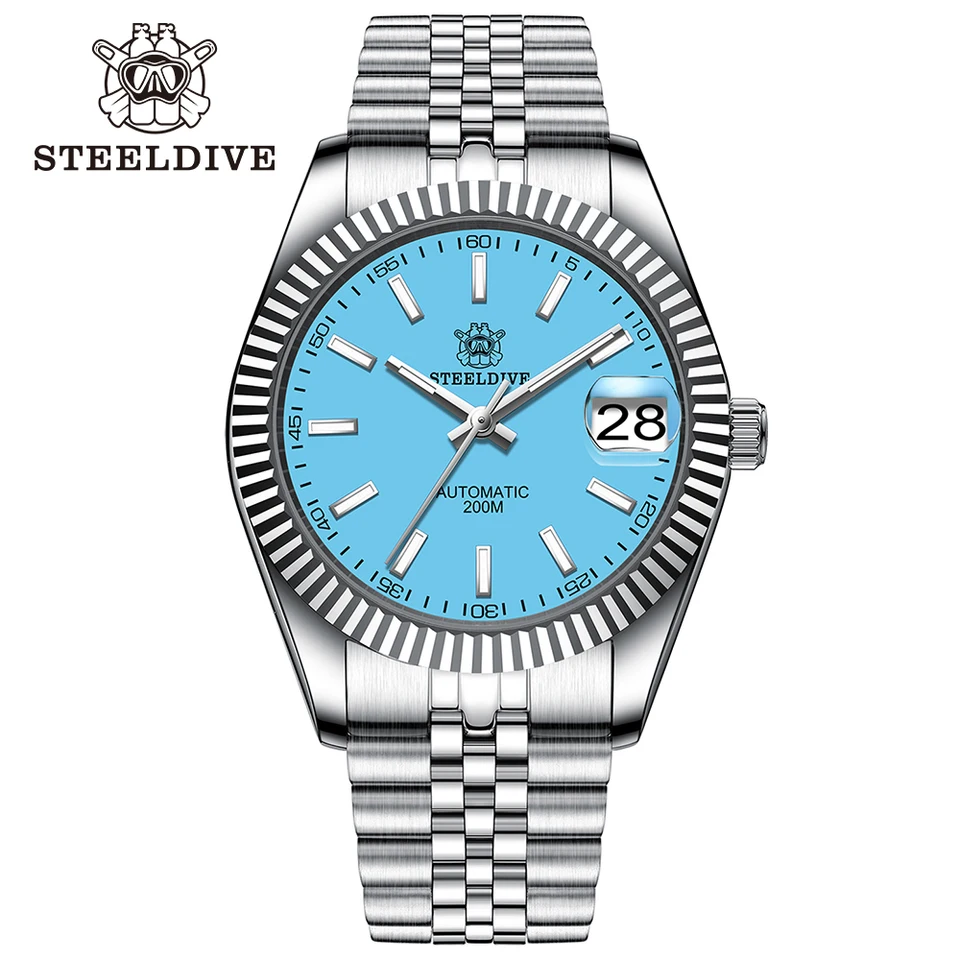 Steeldive 1933 Nový príchod 2021 Nerezová oceľový rám 200 metrov vodotesný 39 mm potápačské hodinky Automatický pohyb NH35 hodinky s dátumom