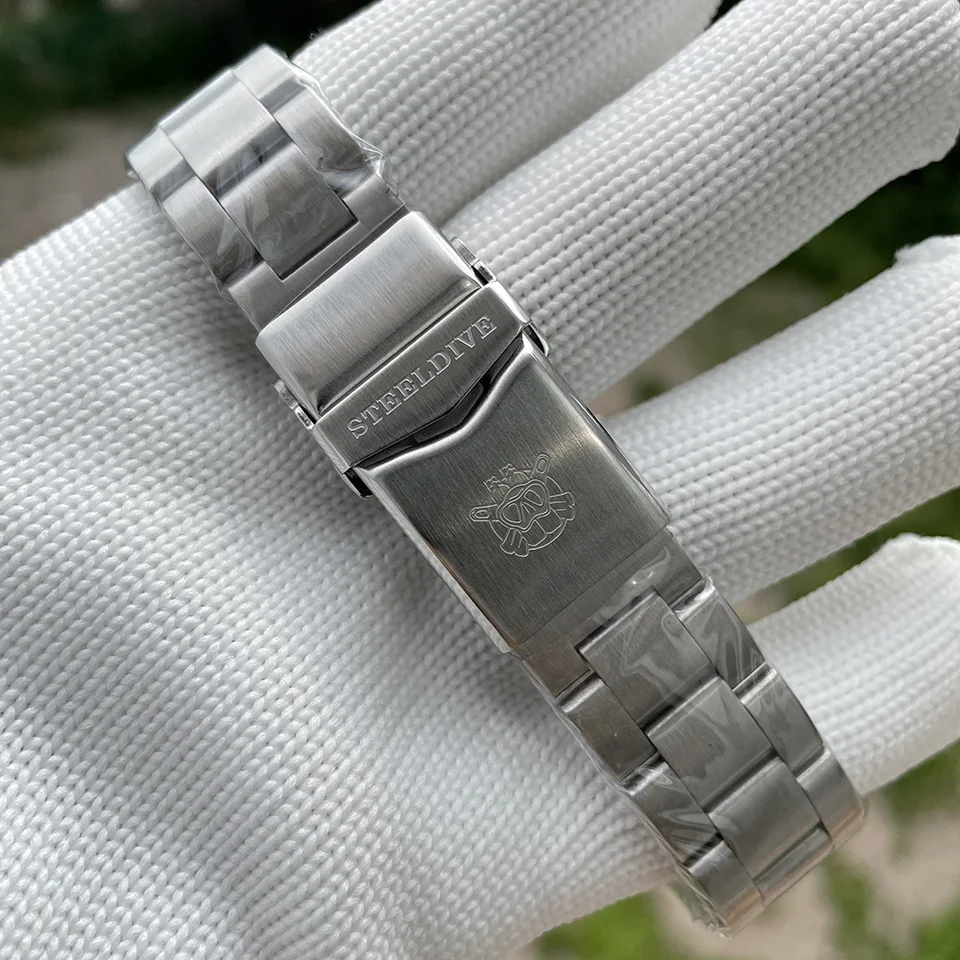 Steeldive 20 mm z nehrdzavejúcej ocele Náramok podpísaný spona spona s bezpečnosťou pre potápačské hodinky