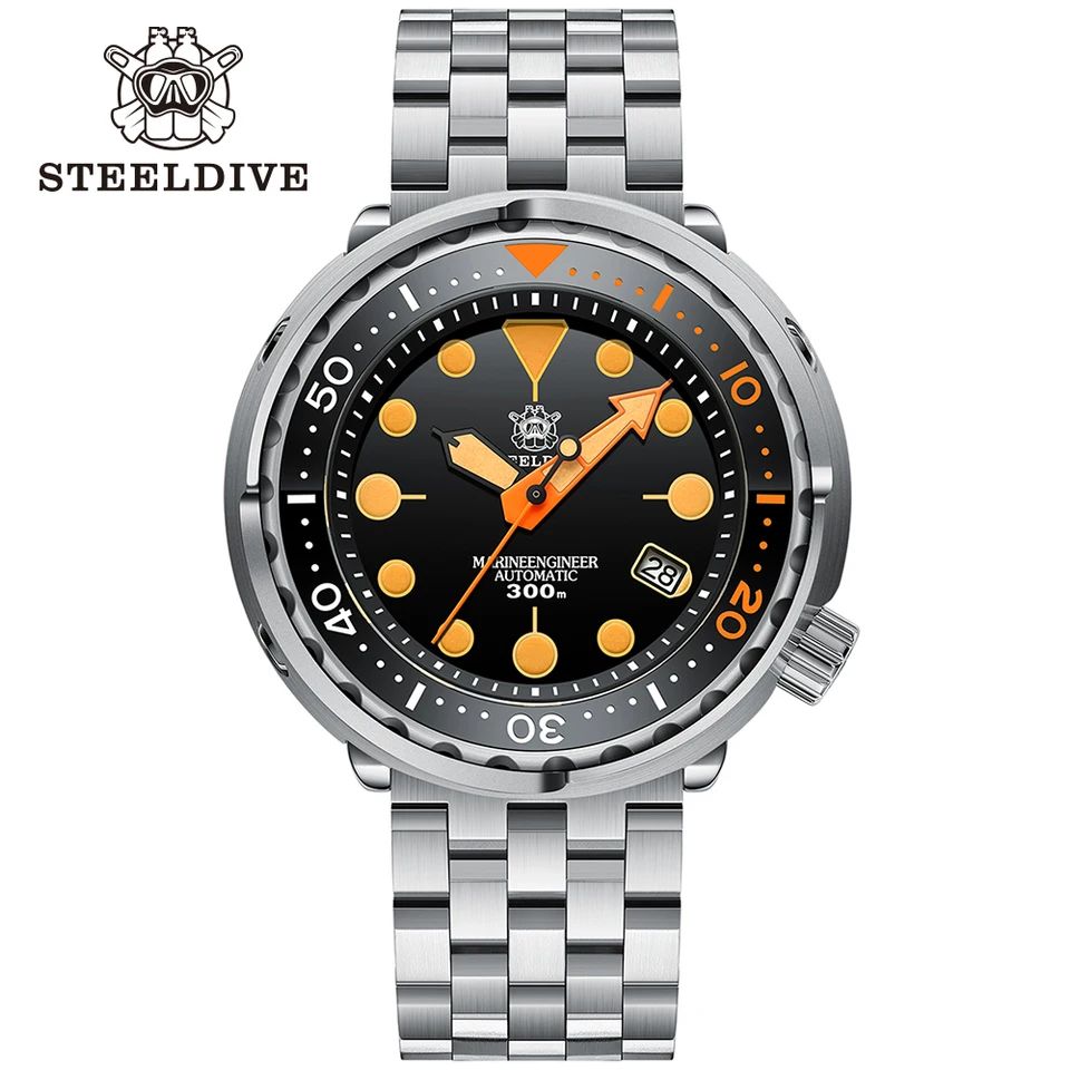 Steeldive Official SD1975V Mechanické hodinky Hĺbka potápačského keramického rámu NH35 pohyb 30bar nepremokavá oranžová tuniaka švajčiarsky svetelný svete