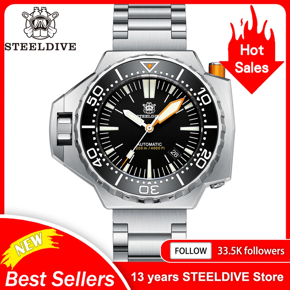 Steeldive Proplof SD1969 V3 Nový dizajn 1200 m nepremokavý NH35 Automatické precestovanie pánskych potápačských hodiniek