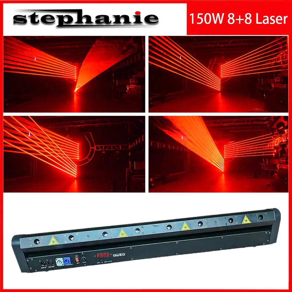 Stephanie 8 Eyes Laser Laser Projector Light Moving Head Lamp DMX512 Scanning DJ Disco Effect Lighting Effect pre večierky
