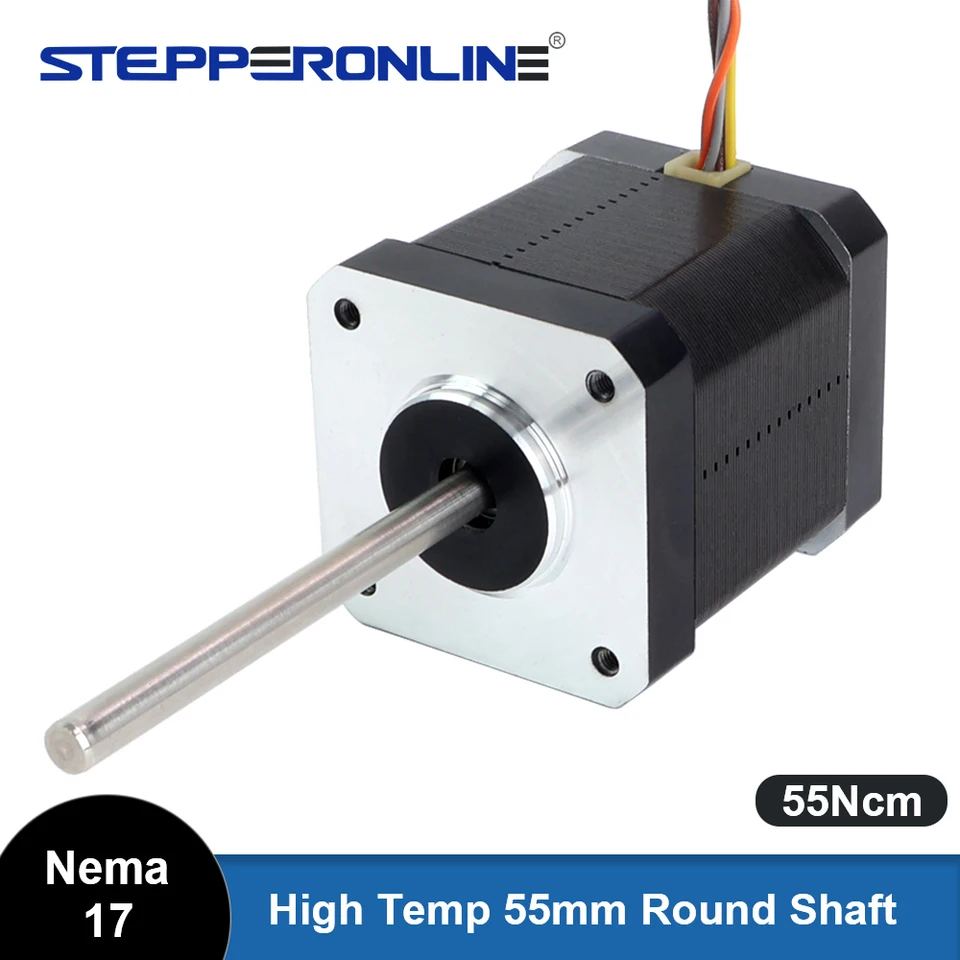 SteppereRONline NEMA 17 Krokový motor 55 mm okrúhly hriadeľ 55ncm 17HS19-2504S-H-V1High Temp Izolácia triedy H 180C pre 3D tlačiareň