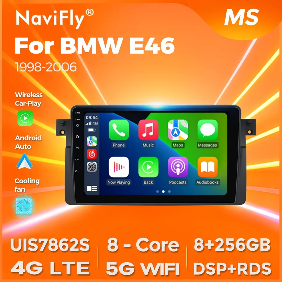 Stereo rádio Navifly GPS pre BMW E46 M3 318/320/325/330/335 1998-2006 WiFi Android Smart System CarPlay Auto Auto 2 DIN Head Unit