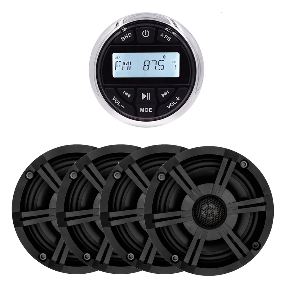 Stereofónny zvuk Marine Radio Boat Stereo Bluetooth FM AM Prijímač mp3 Player+2Pair 6,5 palca námorný vodotesný reproduktor pre rv bazén Bath Yach