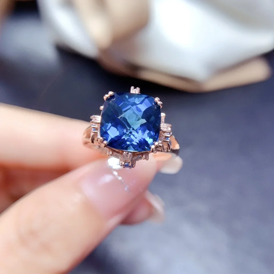 Sterling Silver 925 Dámy na prírode Londýn Blue Topaz Ring Color Super Bright Ring zásnub