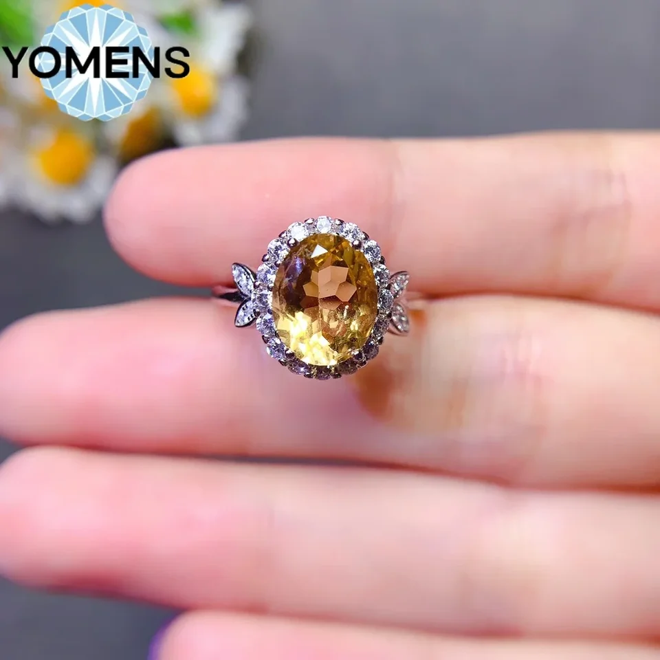 Sterling Silver 925 Natural Citrine Ring Gem Engagement Woman Luxury Luxury Brand Replica Valentine's Day na odoslanie bezplatných šperkov.