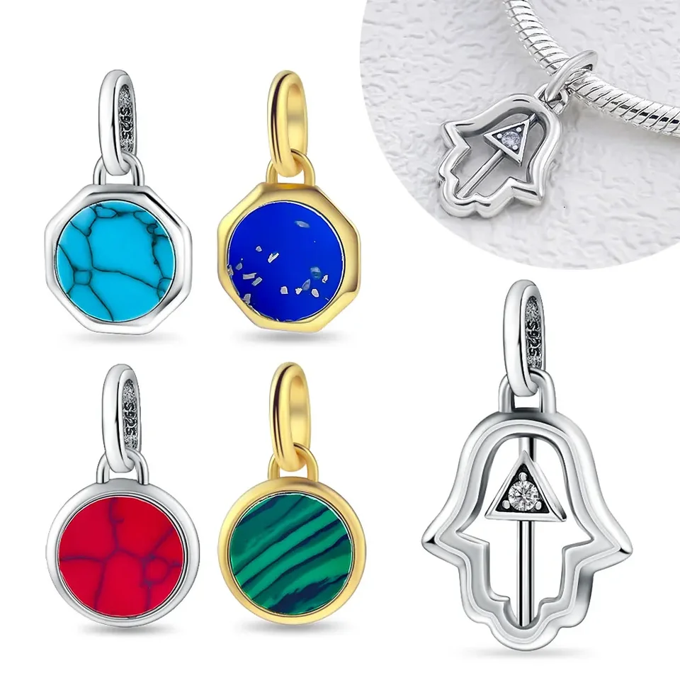 Sterling Silver 925 Tyrkysové prenosné vyryté zlaté medaily Mini medailové kúzlo pre ženy DIY Pôvodný náramok korálkový darček