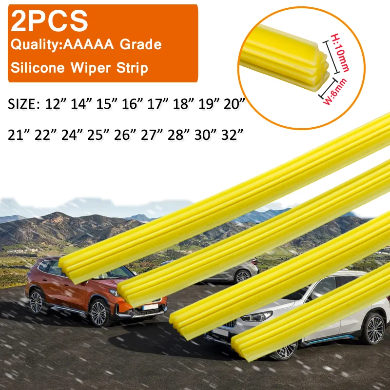 Stierač automobilov 2pcs čepeľ Silika Géli kremíka na doplňovanie kremíkových rebríkov pre bezrámové stierače 6 mm 12 