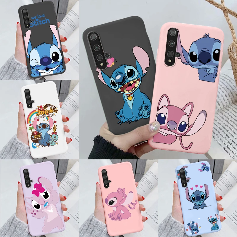 Stitch Abomination Telefón pre Huawei Nova 5T anime kryt pre Huawei Nova 5t Funny Kawaii Cartoon Black Pattern Shock odolný voči štrbinám