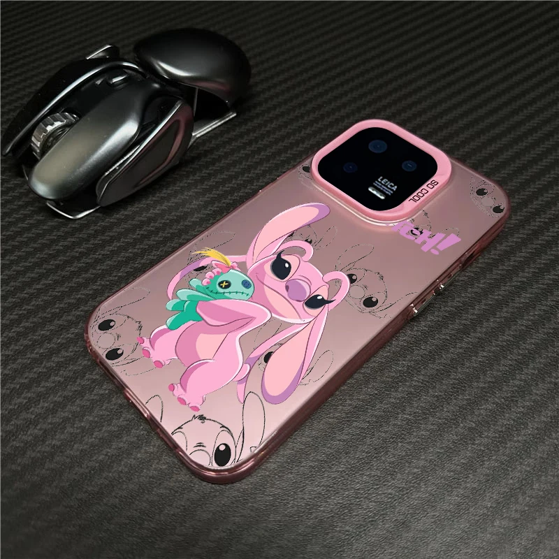 Stitch Angel Disney Cartoon pre Xiaomi Mi 11 12T 13T POCO F4 F3 X3 X5 C51 C50 M3 M5S PRO LITE 5G Farebný strieborný kryt