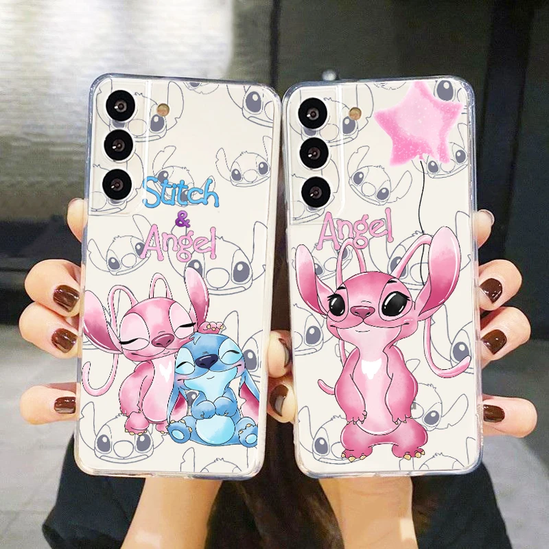 Stitch Angel roztomilý pre Samsung Galaxy S23 S22 S21 S20 Ultra Plus Pro S10 S9 S8 S7 4G 5G Priehľadný mäkký telefón Coque Capa Capa