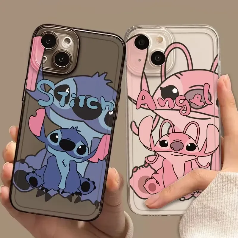 Stitch anjel kawaii plachý roztomilý puzdro pre iPhone 15 14 12 13 11 Pro Max xr xs max 7 8 plus y2k ružový karikatúra Krásny zadný kryt