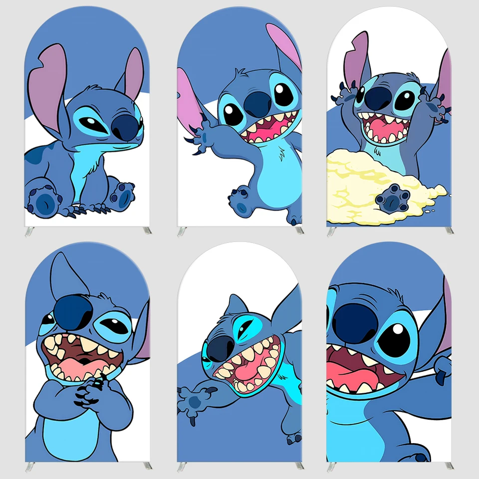 Stitch Arch Pozadie kryt Disney Blue Cartoon Pattern pre deti narodeniny bábätká Custom Photography Decor
