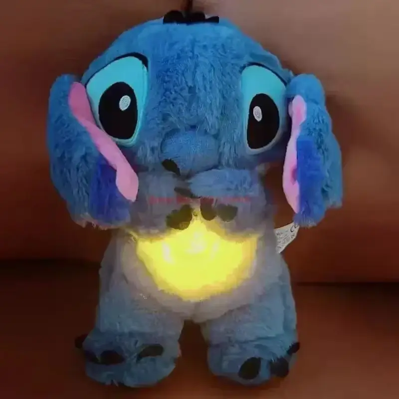Stitch Disney plyšová bábika dych dieťa peluche lilo a steh kawaii upokojuje hračku anime detská hudba svetlo spánkové hračky Model detský darček
