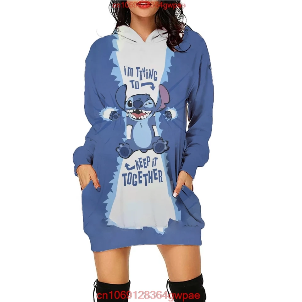 Stitch móda kawaii mikiny šaty steh žien Disney Sweater šaty luxusné párty Disney Mini y2k dlhé rukávy Dámske šaty