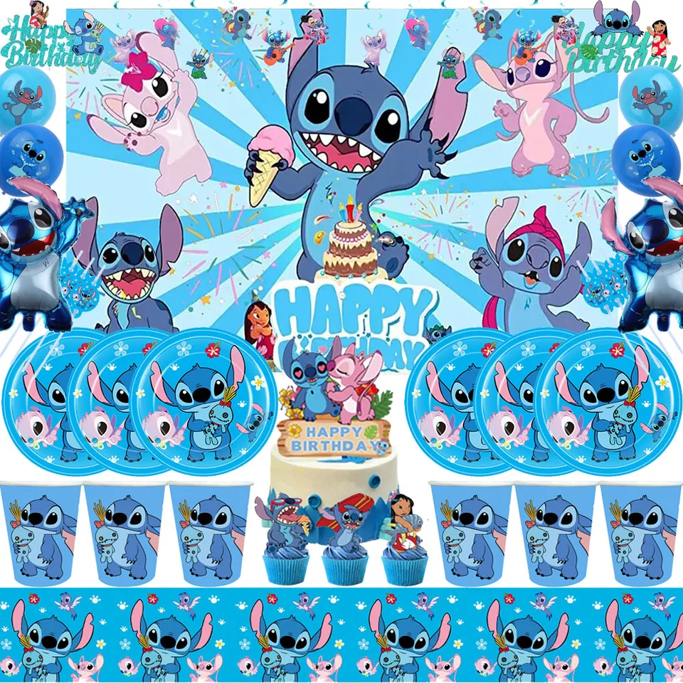 Stitch Narodeninové oslavy dekorácie Deti uprednostňujú večierky Dodávky stolových príslušenstie