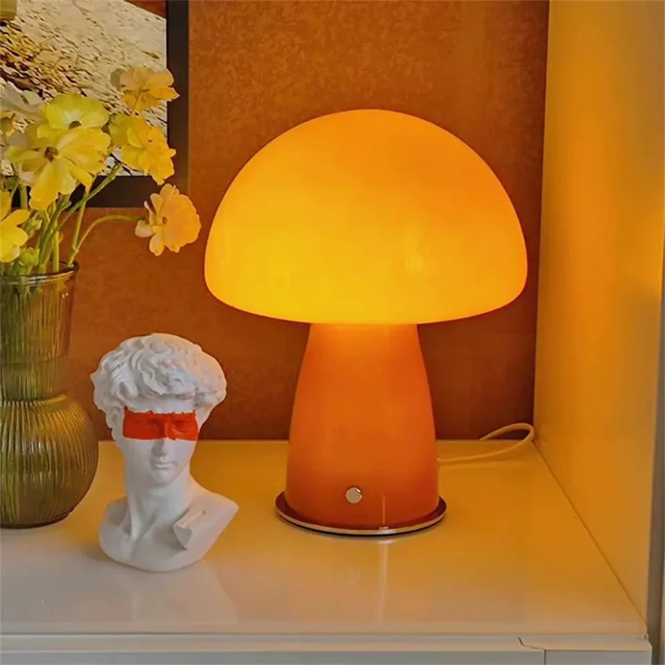Stlmiteľná húbová lampa sklenená huba nočná stolová lampa malá nočná stolová stopka víria