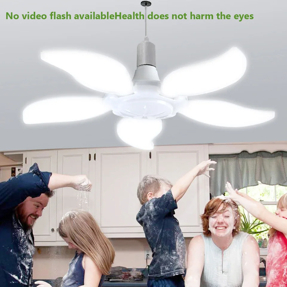 Stlmiteľná LED zásuvka ventilátor pre spálňu Kuchynská obývacia izba Stropný ventilátor s ľahkým a vzdialeným E27/E26 Hlukovými stropnými ventilátormi
