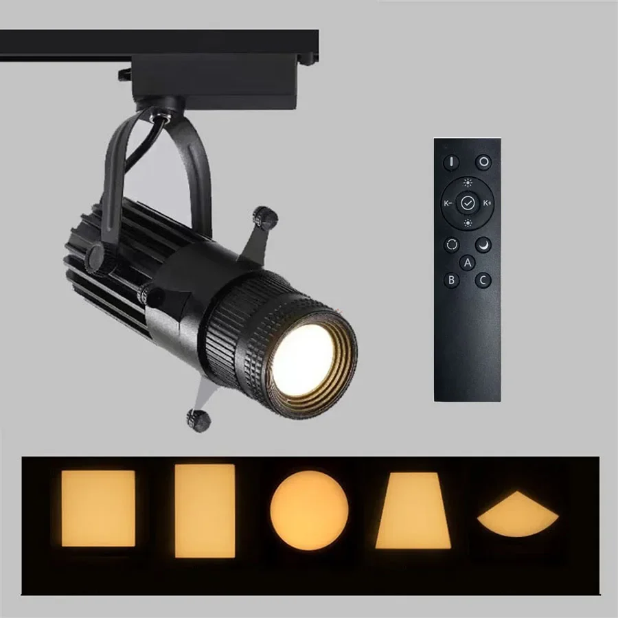 Stlmiteľné 2700 000 až 6500k priblížiteľné LED trať LIGHT 10W 20W 30W Nastavenie tvaru Grafika Cutting Light Focus maľba LED Spotlight