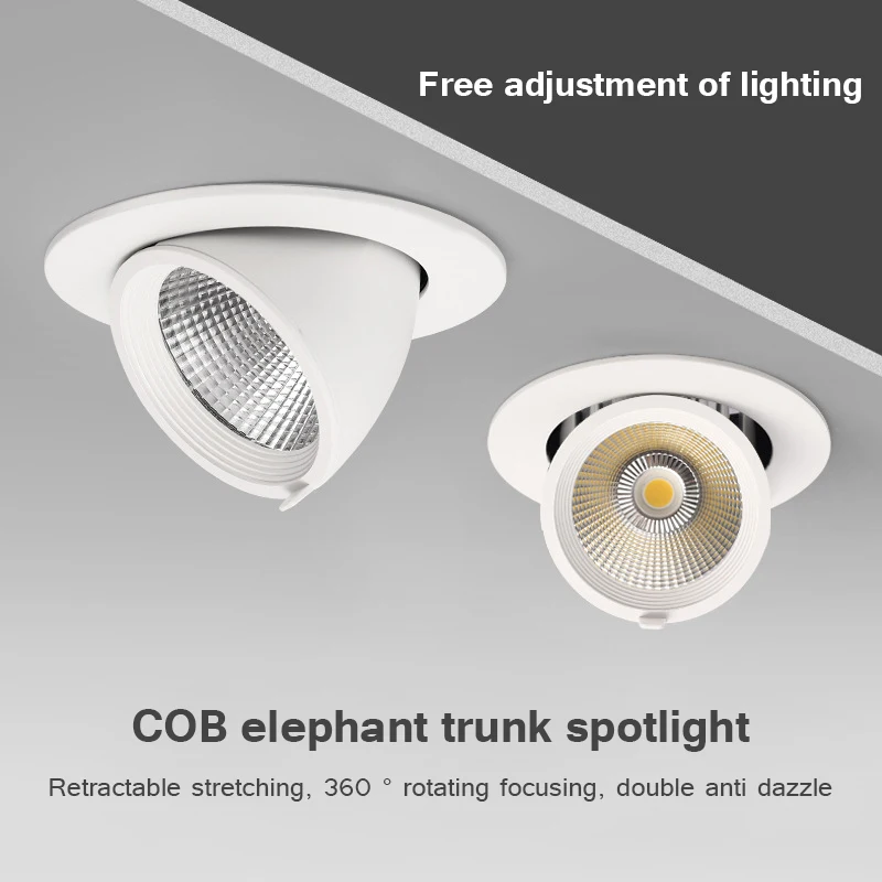Stlmiteľné LED Downlight 360 -stupňovému uhlu otočného stropného stropu Opustené bodové svetlá 7W 10W 20W AC 110V/220V pre chodbový chodník v spálni