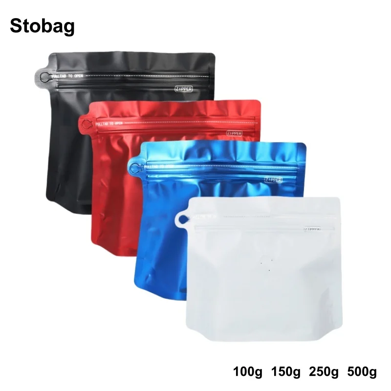 Stobag 50ks kávové zrná balenie vrecka bez ventilu hliníková fólia Ziplock Tepelné tesnenie pre orechy Práškové skladovanie opakovane použiteľné vrecko