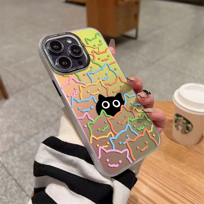 Stohované puzdro na telefón pre iPhone 15 14 13 12 11 Pro Max x xr mini xsmax SE 7 8 Plus matný laserový gradient Girls Dievčatá roztomilé darčeky