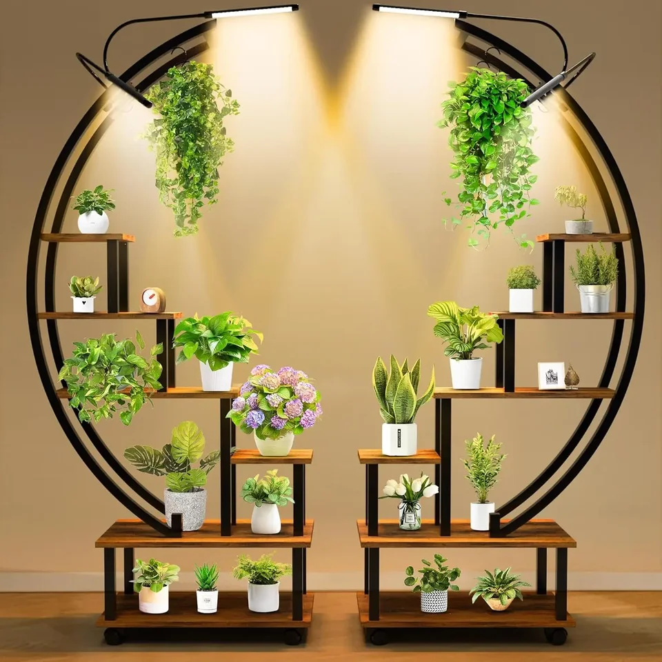 Stojan na rastliny s rastúcim svetlom, 6 -stupňový stojan na rastliny v interiéri so 4 visiacimi háčikmi, Ho -Radder Plant Plant Plant Plant Plant Plant Plant Ho