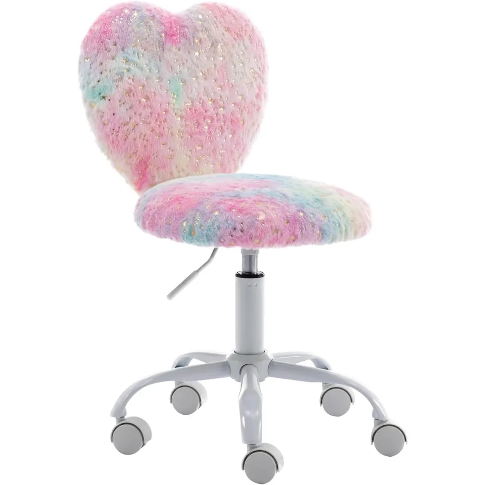 Stolička stoličky Faux Fur Study Stolička pre dospievajúce dievčatá, nastaviteľné detské stoličky v tvare srdca pre čítanie v spálni Čítanie obývacej izby