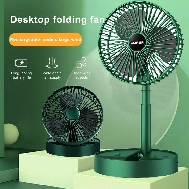 Stolné skladacie zatiahnuteľné malé ventilátor Mini prenosné nabíjanie USB Domov s nízkym hlukom vysoké trvanie pohotovostného pohotovostného pohotovostného ventilátora