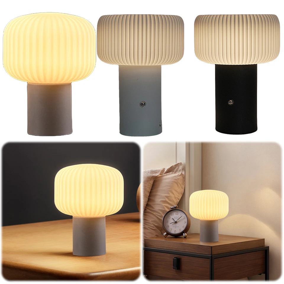 Stolová lampa bezdrôtová hubová lampa s dotykovým ovládaním LED nočné svetlo pre posteľnú stolovú stolovú kanceláriu