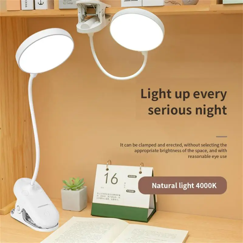 Stolová lampa USB nabíjateľná stolová lampa s klipovým postelom čítanie knihy Nočné svetlo LED dotyk