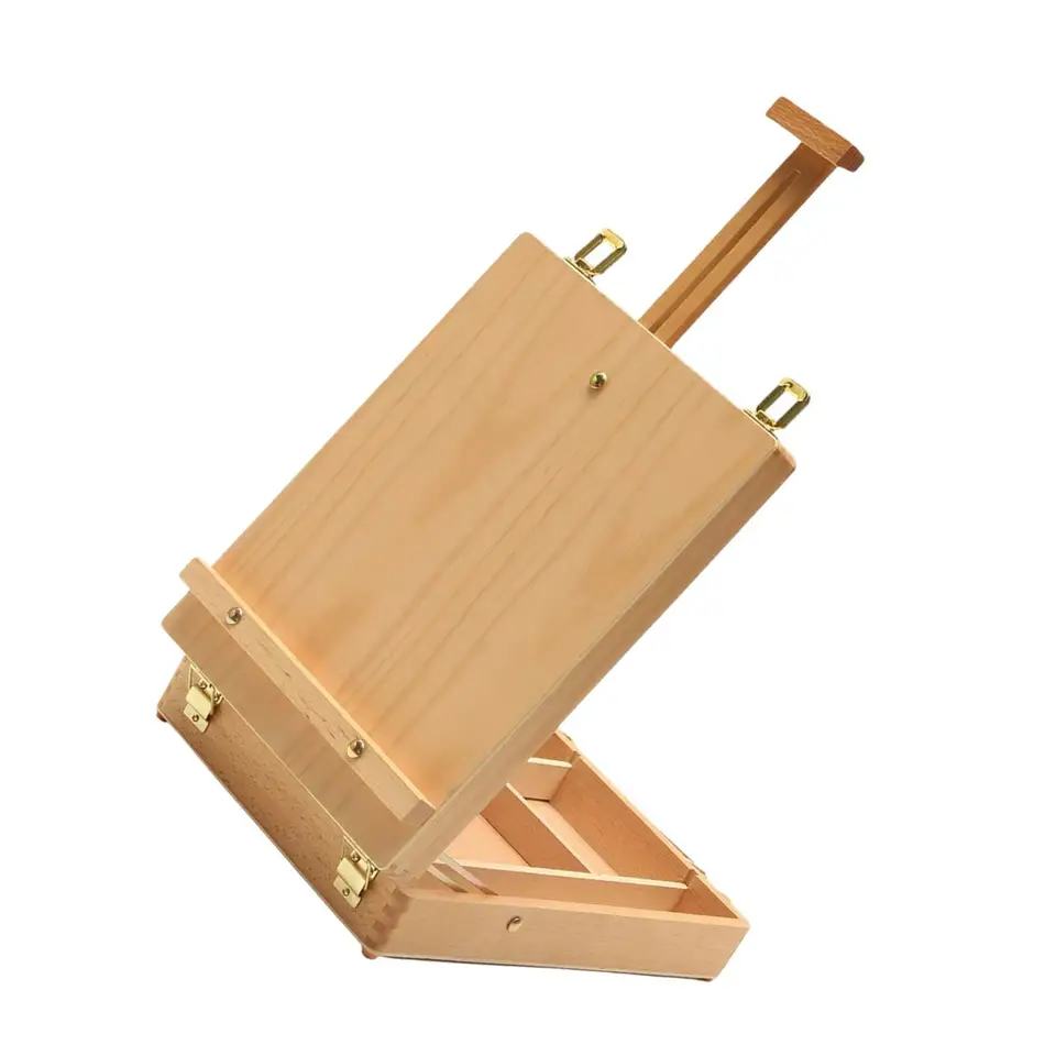 Stolová stolová stolná plocha Art Easel Painting Storage Box nastaviteľná skica box drevená krabica na olejomaľbu pre začiatočník