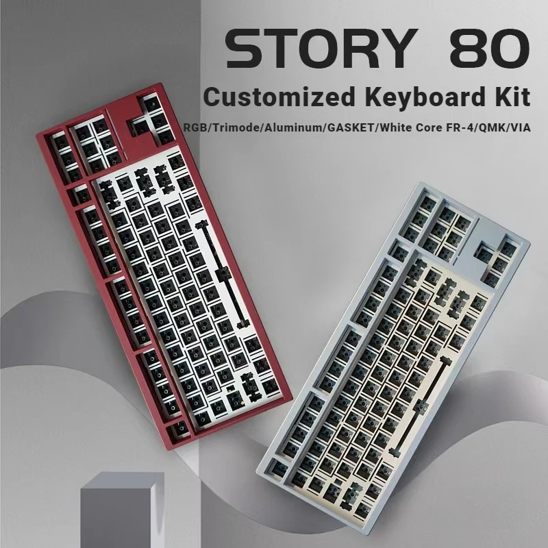 Story80 Mechanická klávesnica CNC hliníková súprava Wireless/káblové tesnenie rýchle uvoľnenie Hot-Swap RGB Vlastná 80% herná klávesnica QMK/Via