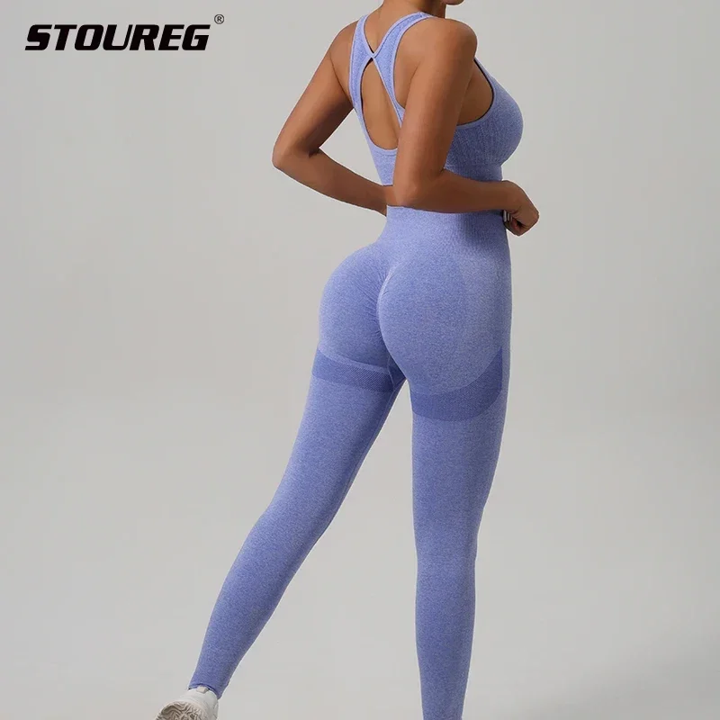 Stoureg Hollow Beauty Back 2pcs Yoga Set Women Sports Podprsenka+Hip Lifting Sports Pansts Workout Set Sladkless Fitness Gym Set