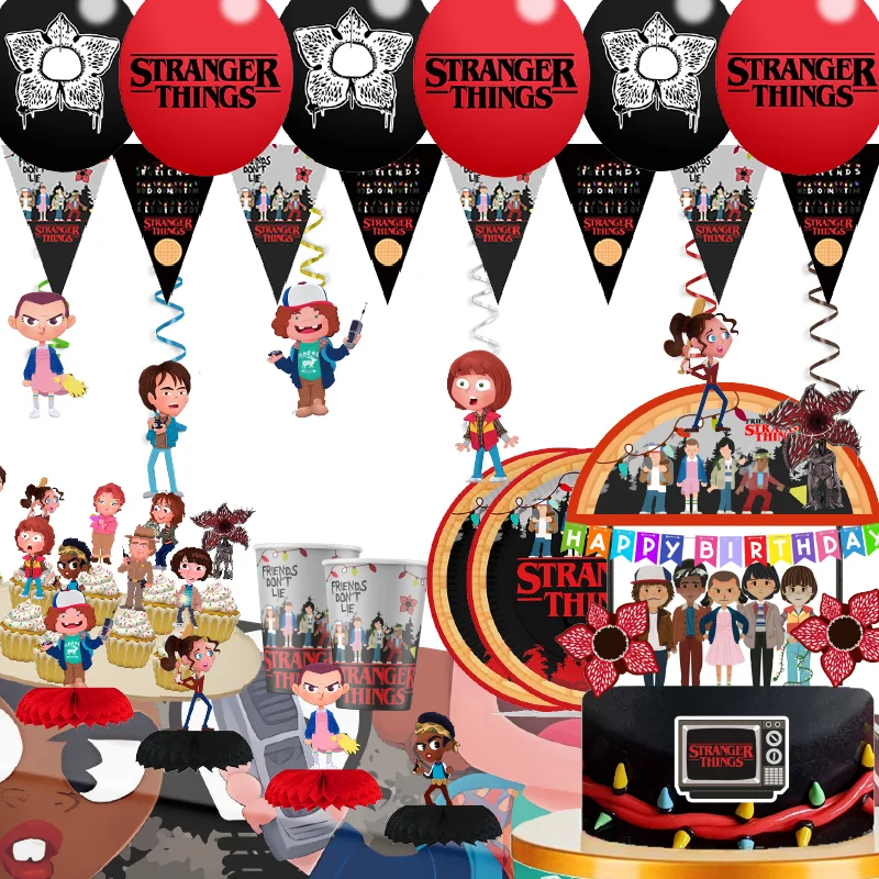 Stranger Things Party DeCoration Supplies Boys Dievčatá narodeninové oslavy jednorazové príbory set papierové obrúsky pre bábätká dekorácia