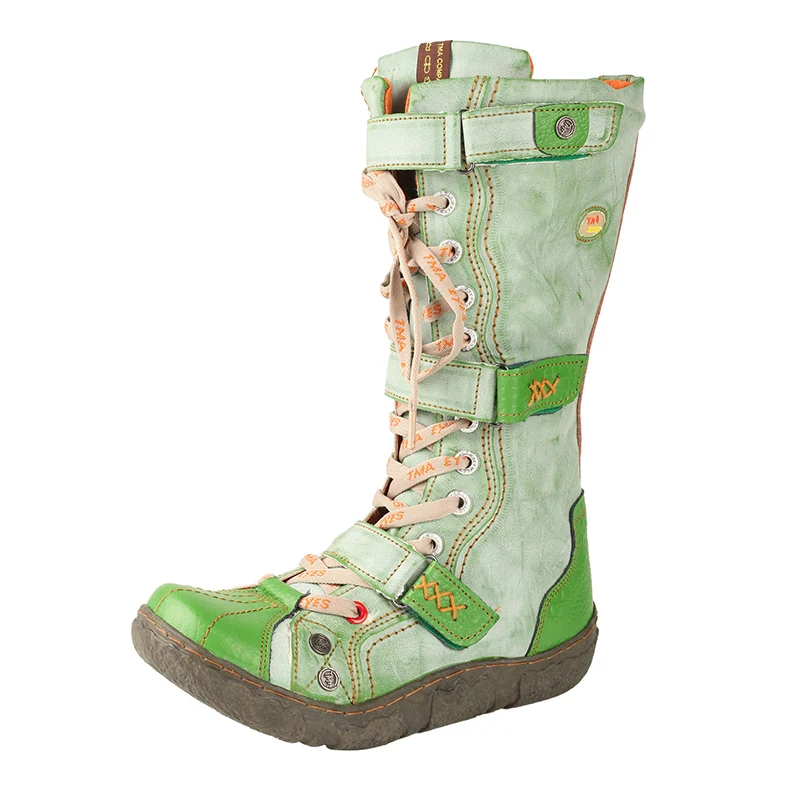 Strap-accent Washed PU kožená plochá dámska topánka s veľkosťou plus