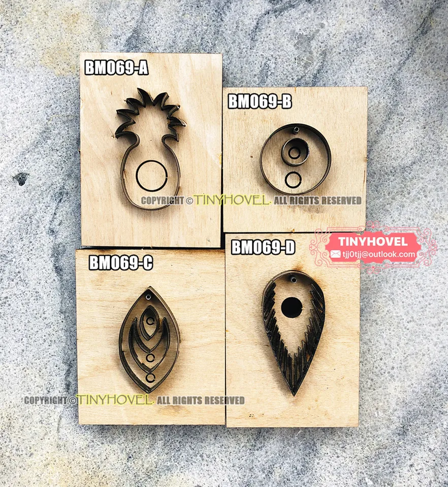 Strapce, ananásové náušnice rezné matričky drevené vyrezané scrapbooking pre kožu, oblek pre kožu na rezanie, veľké strely