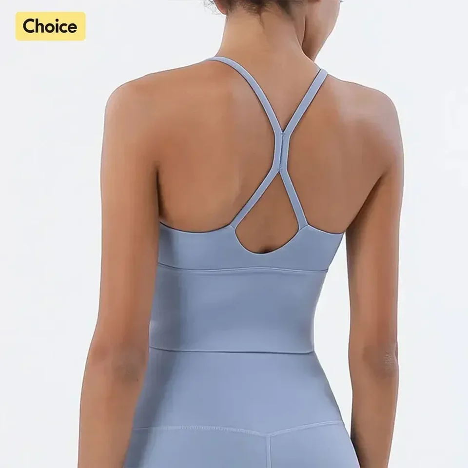 Strappy Sports podprsenka nahá jogová vesta obojstranná kefka Lycra Sexy popruh Beauty Back Fitness Push Up Sports Women Underwear
