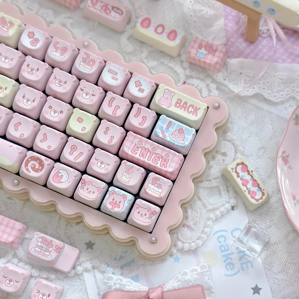 Strawberry Cake Bear Head keycap PBT Materiál Päťstranný horúci sublimácia EAO VEĽMI roztomilý, vhodný pre mechanickú klávesnicu