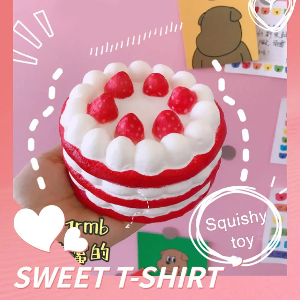 Strawberry Cake pomaly odrazová štipka štipka hudba Pu Soft Relif Relief Simulácia Študenti Potraviny veľkoobchodné hračky Dekompresia stres G1L8