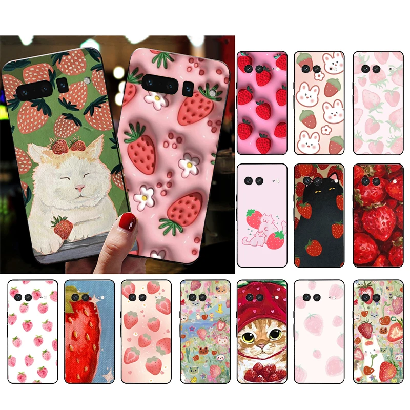 Strawberry Cat Telefon Pase pre Google Pixel 9 Pro XL 8 7 6 Pro Pixel 8a 7a 6a 4a 3a 3xl Pixel 8 7 6 5 4