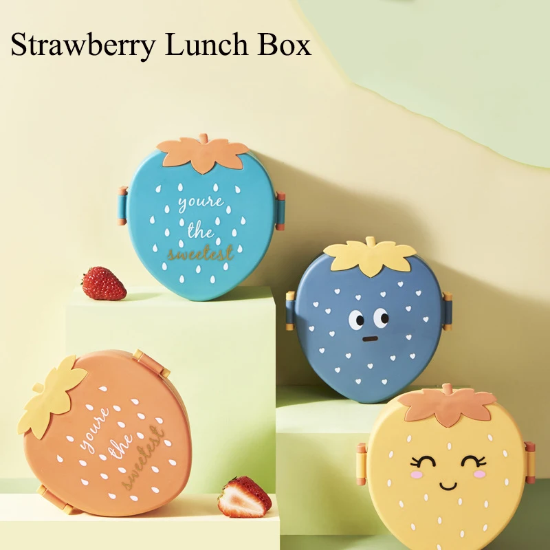 Strawberry Lunch Box Creative Children 3 priehradky Fruits Food Cytle Obed Box Office Pracovník piknik balenie obedovej krabice