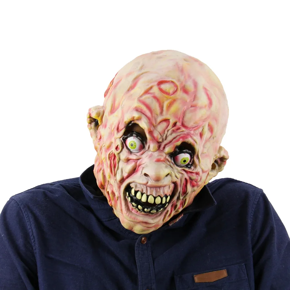 Strašidelná smrť zombie maska ​​pre dospelých, krvavý Halloween, maškaráda, Monster Party, Walking Dead Ress, zlý darebák, nad hlavou