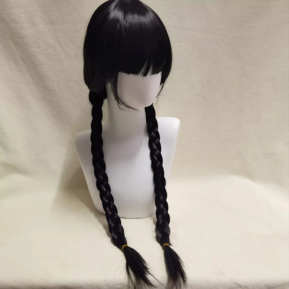 Streda Addams Cosplay parochňa ruka Dlhé čierne vrkôčiky vlasy Halloween Party Horor prop režim Broken Hand Cosplay trik alebo liečba
