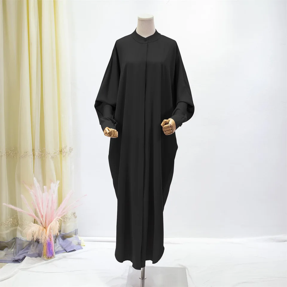 Stredný východ Abaya Ženy dlhé šaty Islamské oblečenie skromné ​​Eid Dubaj moslimské jednostupňové gombíky kaftan morčacie ležérne rúcho kaftan