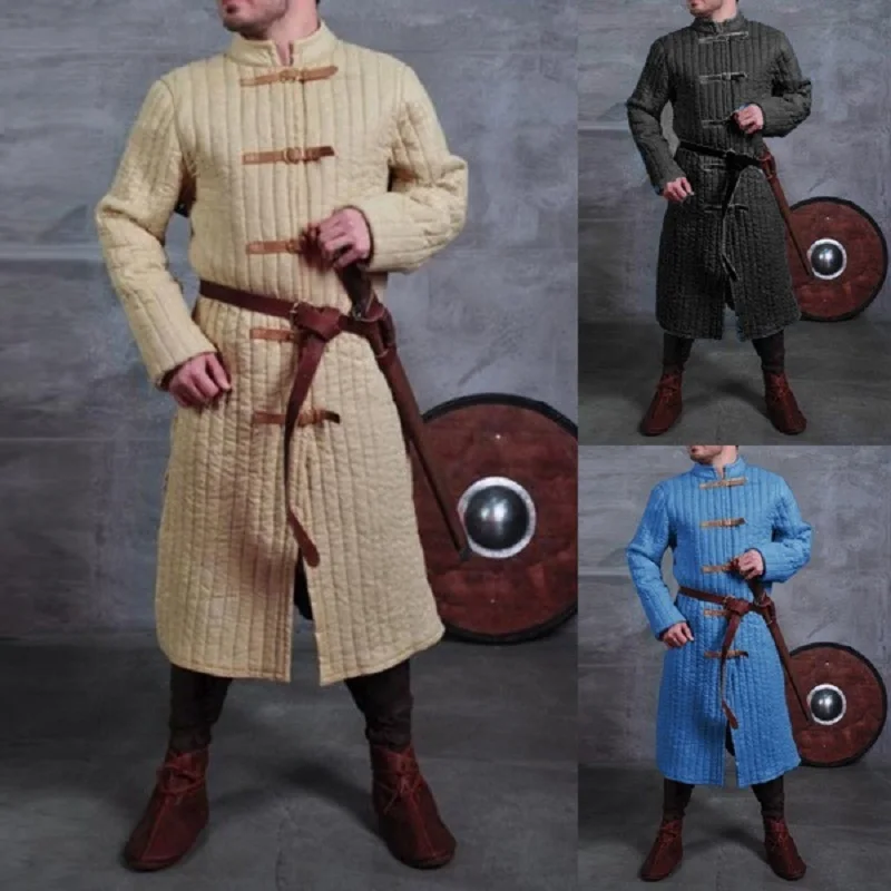 Stredoveké gambesonové popruhové bunda Larp Viking Warrior Knights kostým Doublet Men kožené pancier