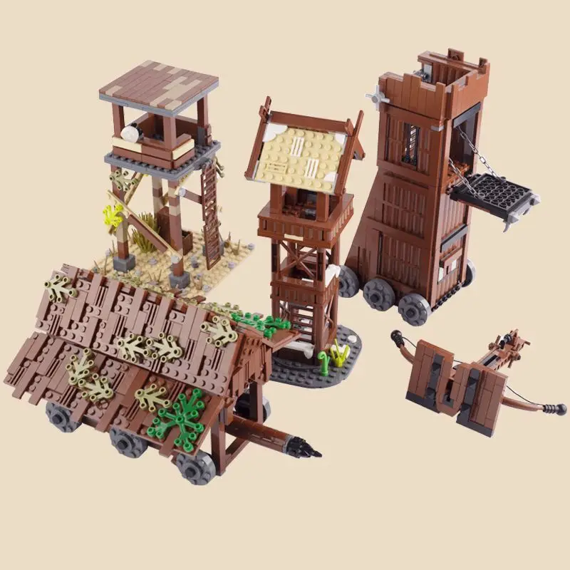 Stredoveké série Build MOC Castle Tower War Chariot Crossbow Soldier Soldier Figure príslušenstvo malé stavebné bloky detské hračky